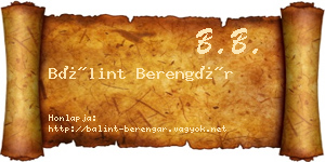 Bálint Berengár névjegykártya
